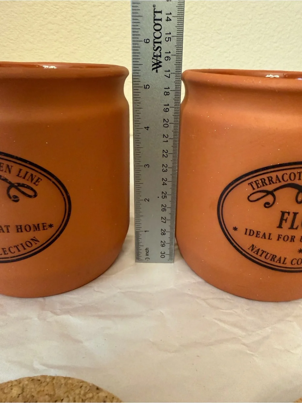 Terracotta Kitchen Line Rice & Flour Canister Set with Cork Lids - Rustic Orange